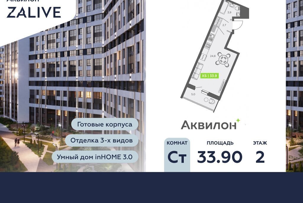 квартира г Санкт-Петербург метро Приморская ул Чирикова 5 фото 1