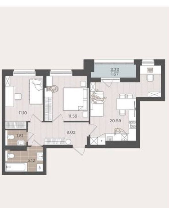 квартира г Калининград р-н Московский ул Батальная з/у 65Б фото 2