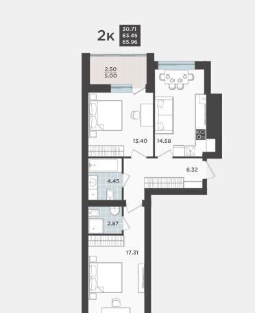 квартира г Калининград р-н Ленинградский ул Арсенальная 31 корп. 3 фото 2
