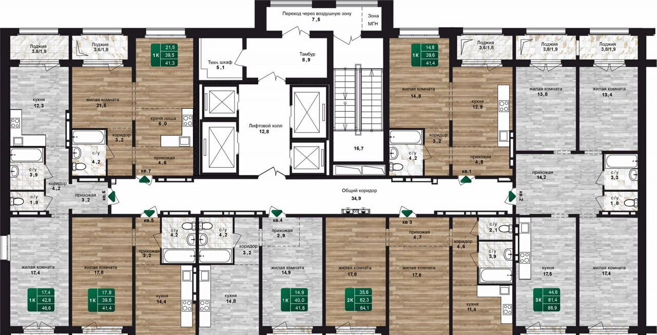 квартира г Барнаул р-н Центральный ул Нагорная 6-я 15в корп. 4 фото 11