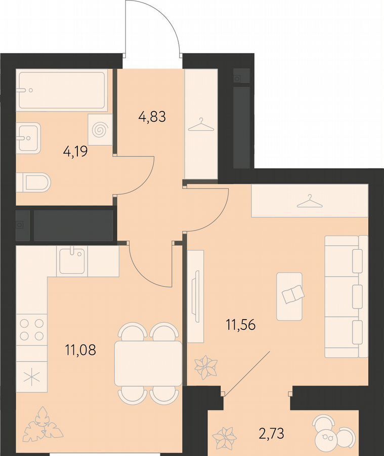 квартира г Екатеринбург Академический ул. В. Де Геннина, д. 3, блок 4. 5 фото 1