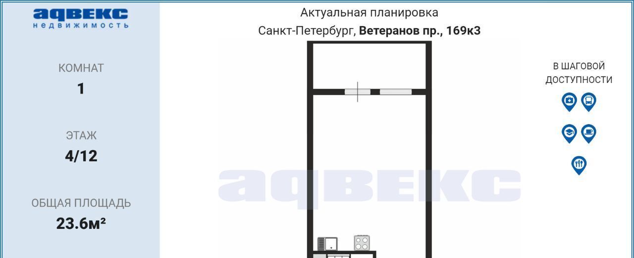 квартира г Санкт-Петербург метро Проспект Ветеранов пр-кт Ветеранов 169к/3 фото 2