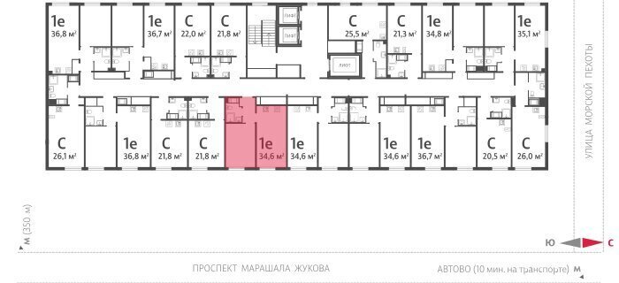 квартира г Санкт-Петербург метро Автово р-н Красносельский муниципальный округ Юго-Запад, жилой комплекс Морская миля фото 2