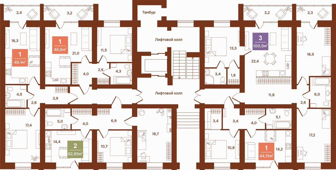 квартира г Курган Центральный ул Аргентовского 125 фото 2