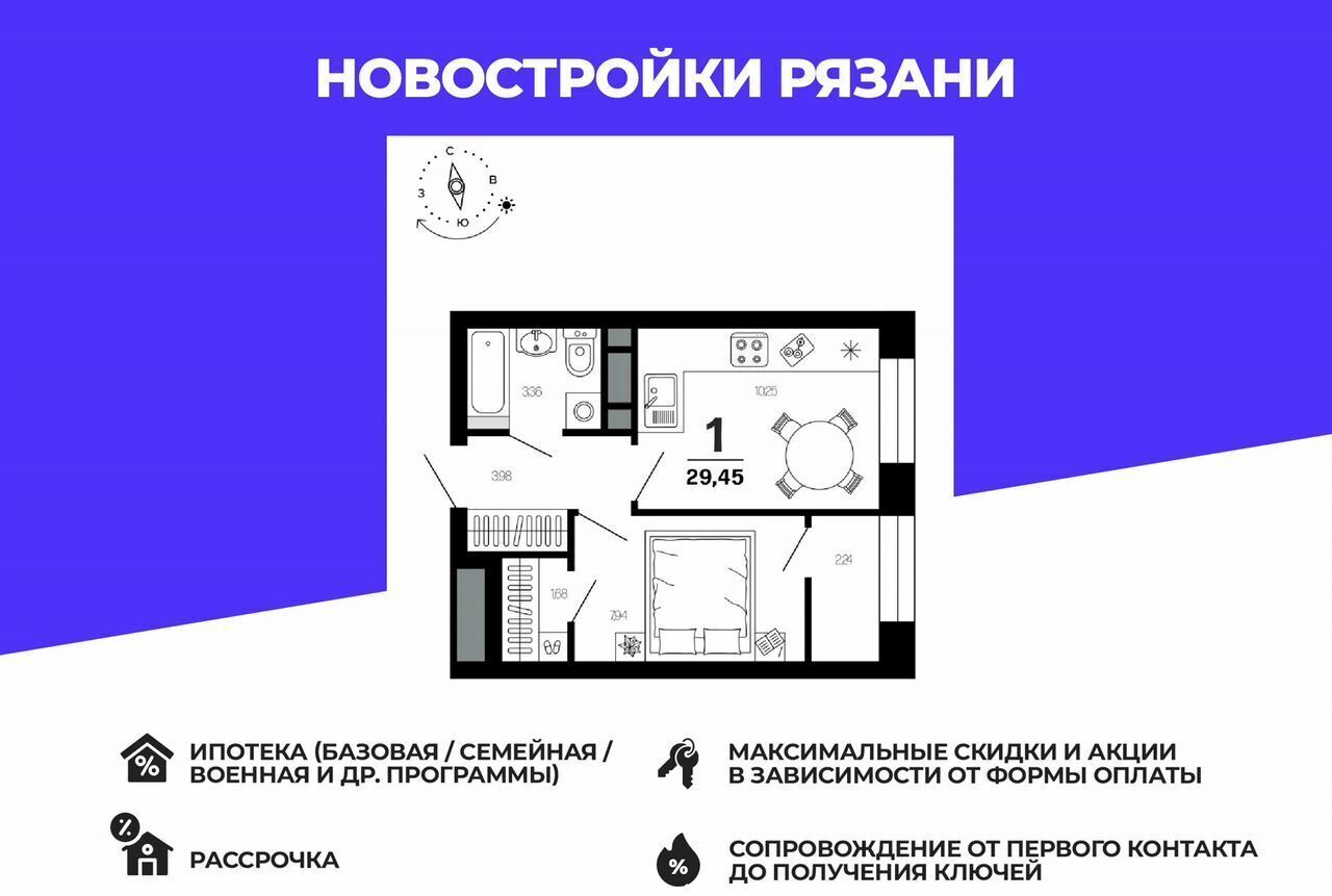 квартира г Рязань р-н Московский ул Новаторов 1 ЖД «Тринити» этап фото 1