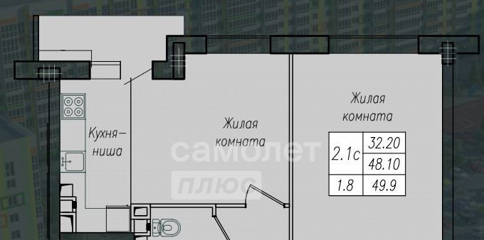 квартира г Курск р-н Сеймский ул Энгельса 158 ЖК «Солянка Парк» фото 8