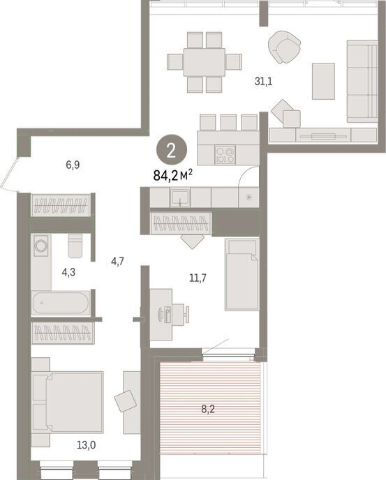 квартира г Тюмень ул Мысовская 26к/1 фото 2