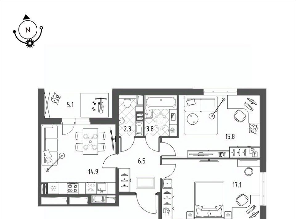 квартира г Омск р-н Кировский микрорайон Зелёная Река 12 фото 1
