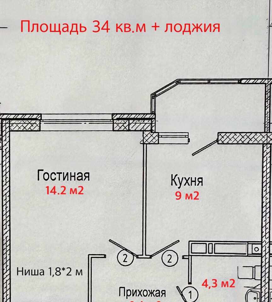 квартира г Краснодар р-н Прикубанский микрорайон «Губернский» 1 м-н, Николая Шевелёва фото 6