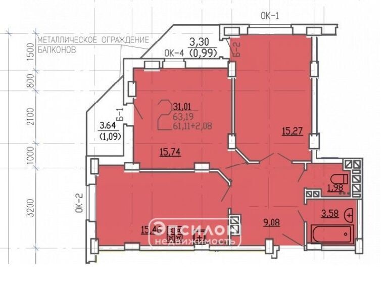 квартира г Курск р-н Центральный пр-кт Вячеслава Клыкова 9б фото 2