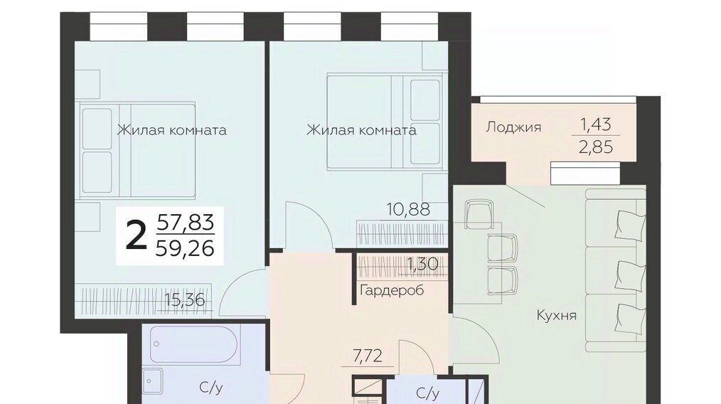 квартира г Воронеж р-н Левобережный ул Ленинградская 29б фото 1