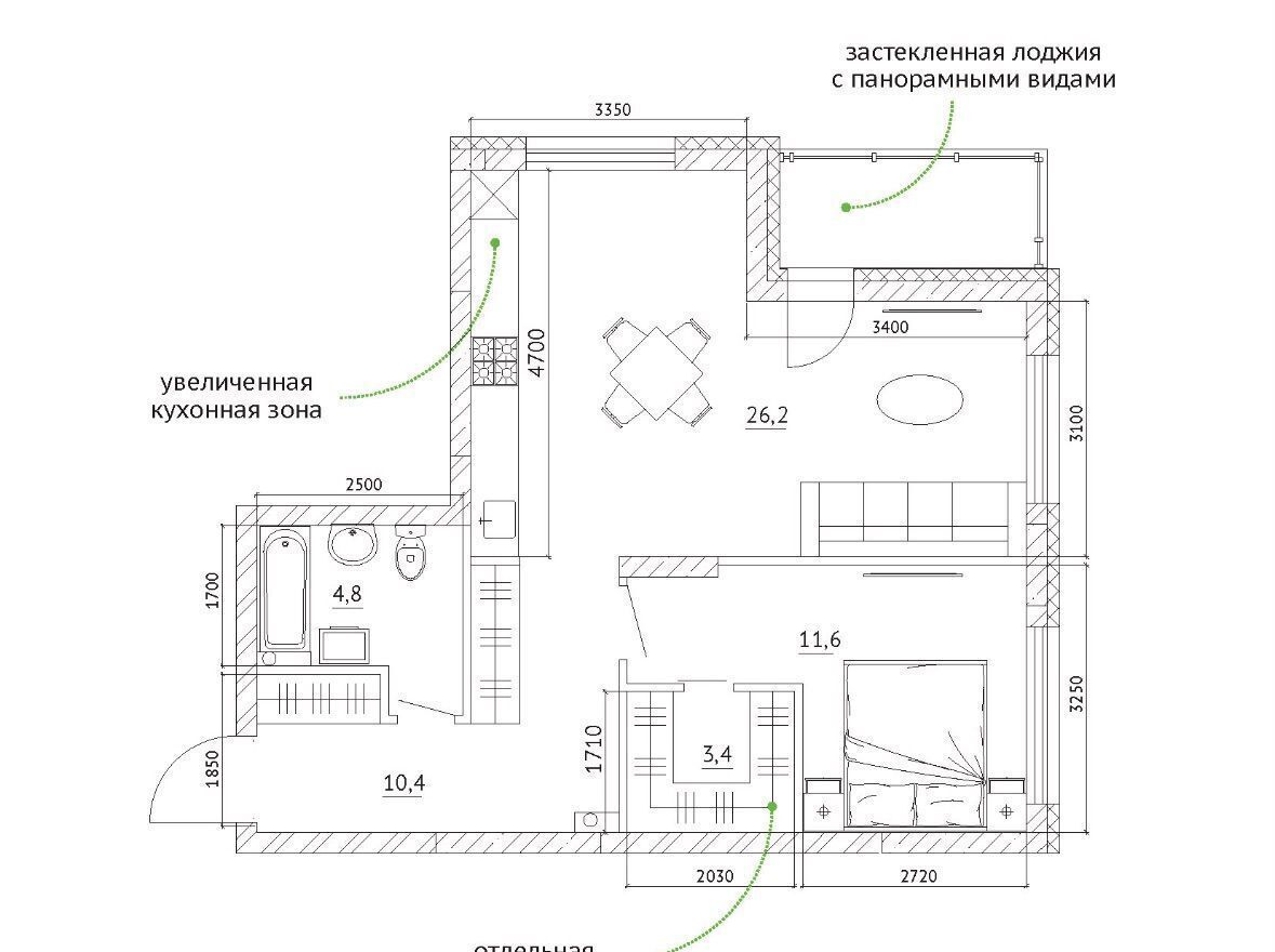 квартира г Кемерово р-н Рудничный ул Институтская 34 Кемеровская обл. — Кузбасс фото 4