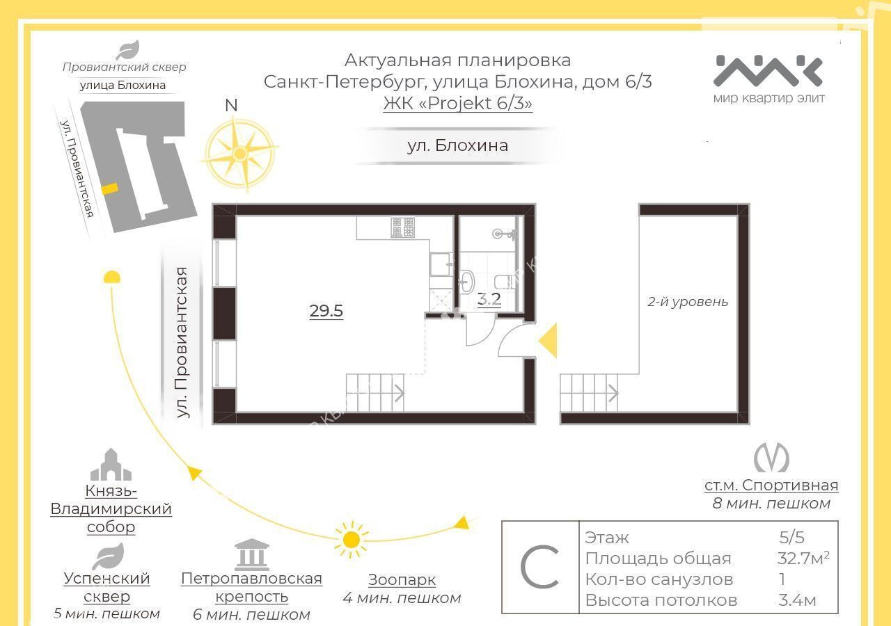 квартира г Санкт-Петербург метро Горьковская ул Блохина 6/3 округ Введенский, Петроградка фото 13