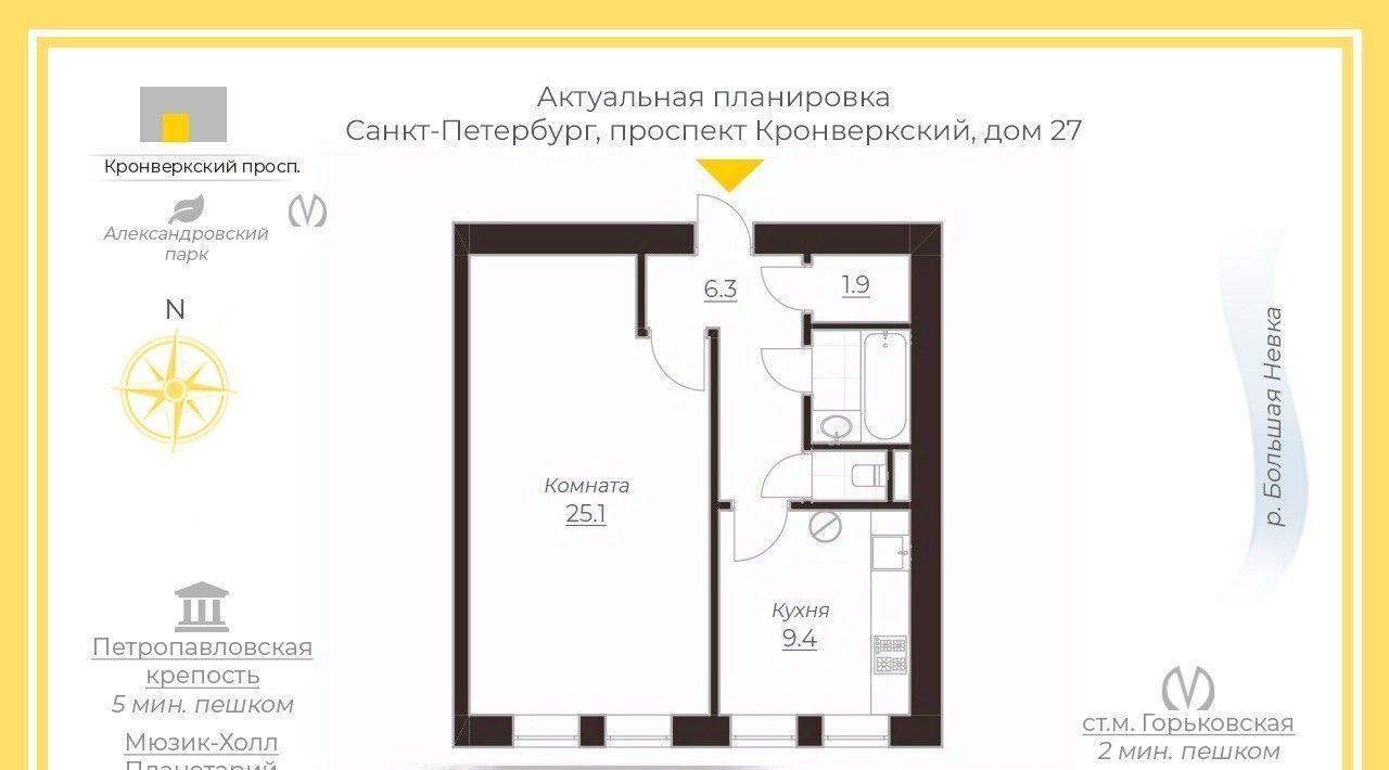 квартира г Санкт-Петербург метро Горьковская пр-кт Кронверкский 27 округ Кронверкское, Петроградка фото 2