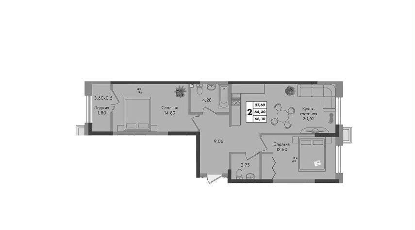 квартира г Краснодар р-н Прикубанский ул им. генерала Брусилова 1/2 д. 5 фото 2