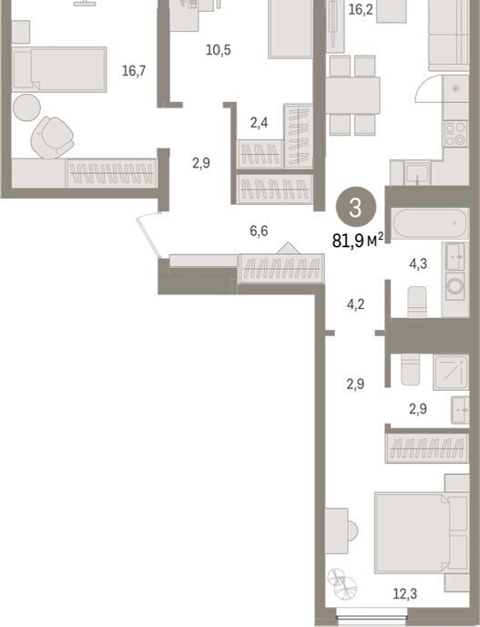 квартира г Тюмень ул Мысовская 26к/1 фото 2