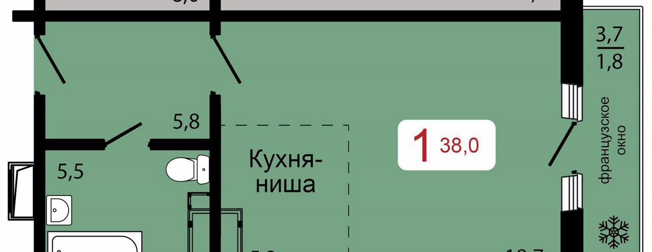 квартира г Красноярск р-н Октябрьский ул Калинина 1 фото 1