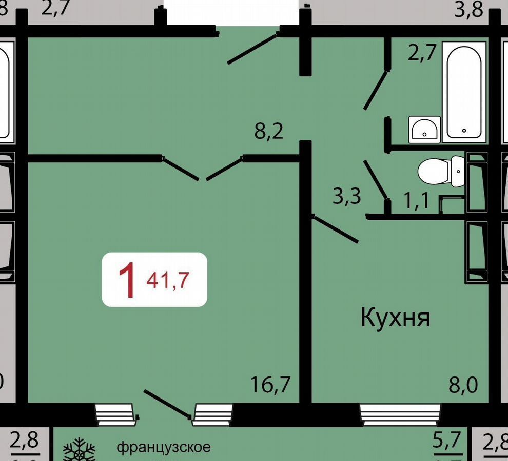 квартира г Красноярск р-н Октябрьский ул Калинина 1 фото 1