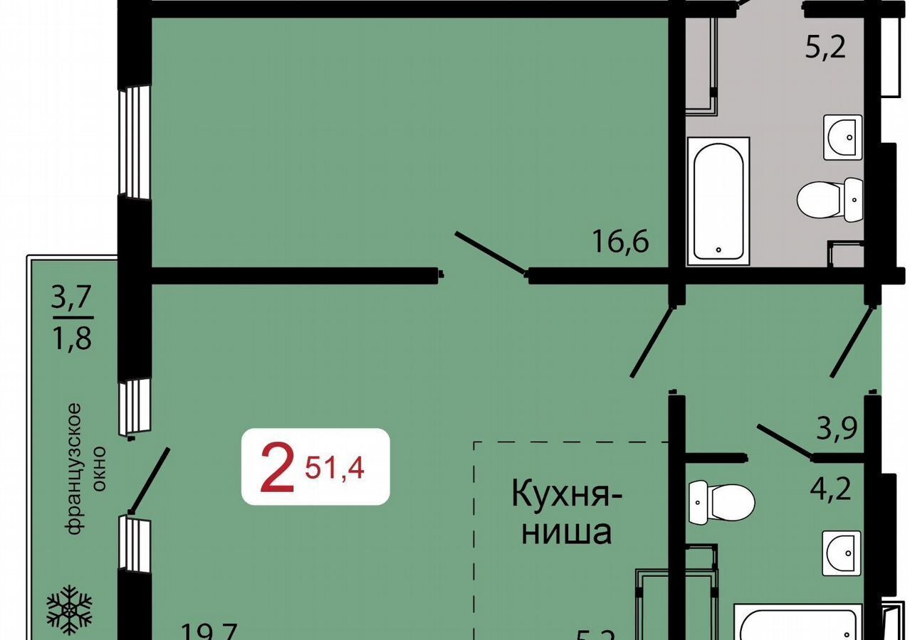 квартира г Красноярск р-н Октябрьский ул Калинина 1 фото 1