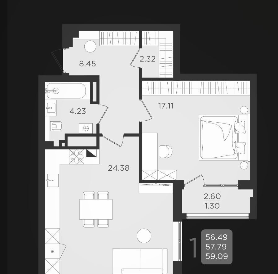 квартира г Калининград р-н Ленинградский ул Старшины Дадаева 55 корп. 2 фото 3