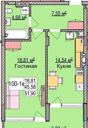 квартира р-н Зеленоградский г Зеленоградск ул Гагарина 87 фото 2