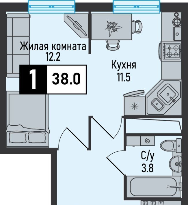 квартира г Железноводск п Иноземцево п Капельница ЖК «Живописный» фото 1