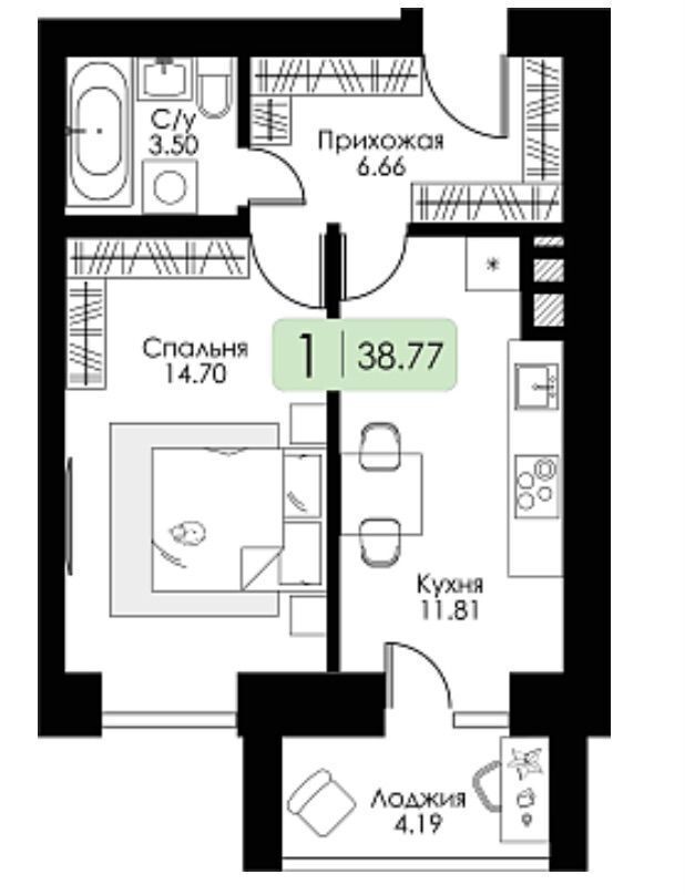 квартира г Смоленск п Одинцово р-н Ленинский д. 7, блок-секц. 1, 2, 3 фото 32