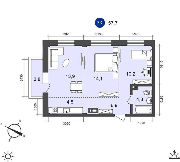 квартира г Иркутск ул Старо-Кузьмихинская 36/1 фото 1