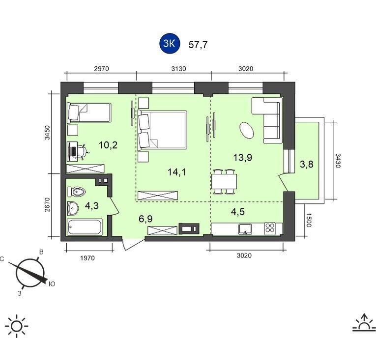 квартира г Иркутск ул Старо-Кузьмихинская 36/1 фото 1