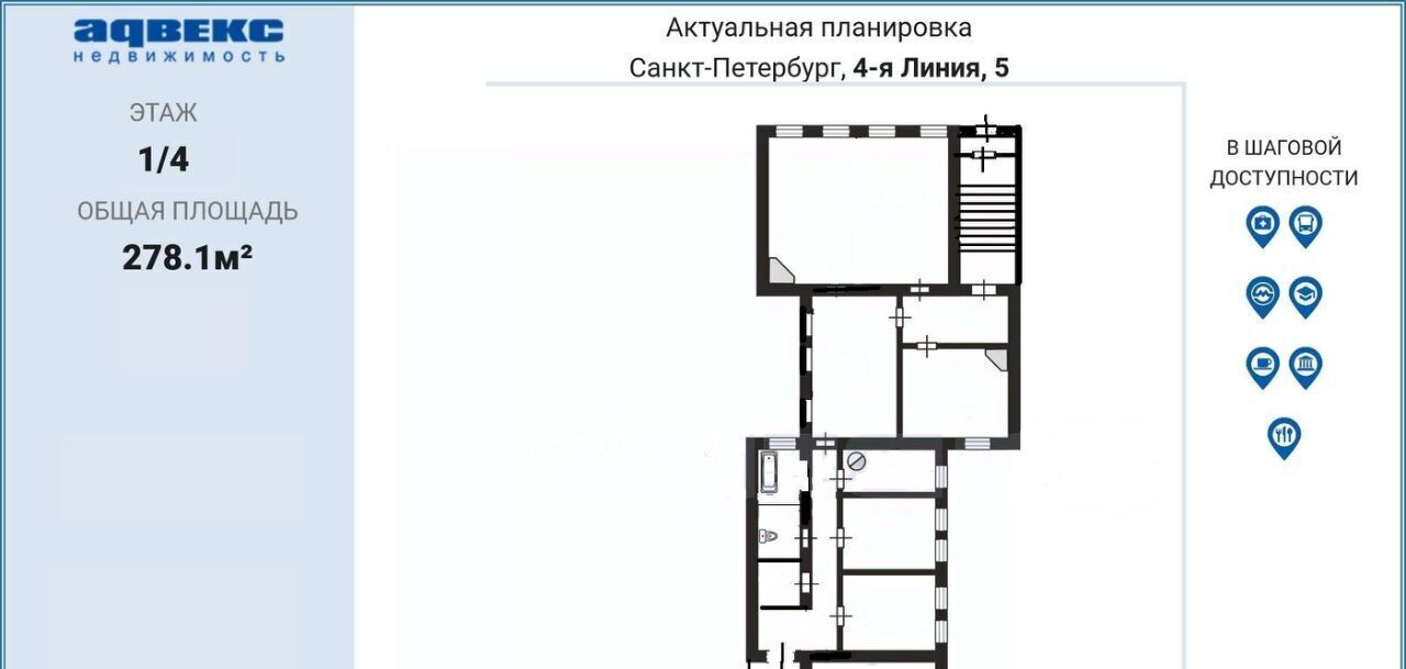 квартира г Санкт-Петербург метро Василеостровская 4-я Васильевского острова линия, 5 фото 2