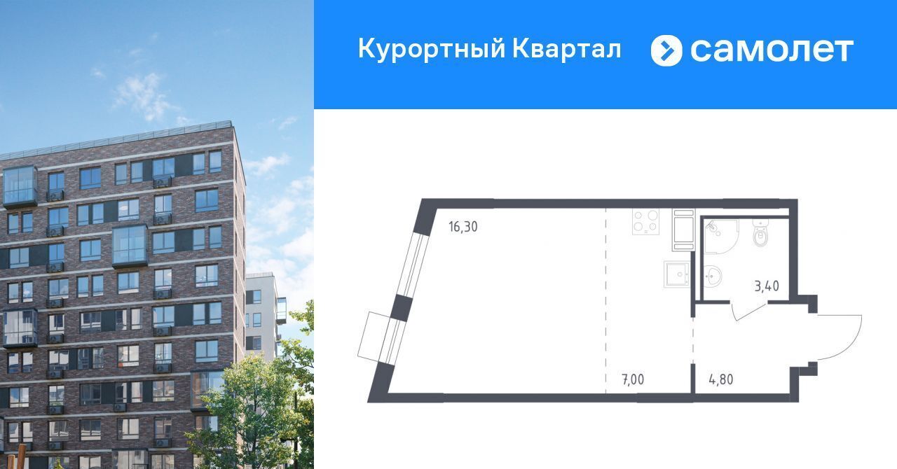 квартира г Санкт-Петербург п Песочный ул Школьная 80 метро Парнас фото 1