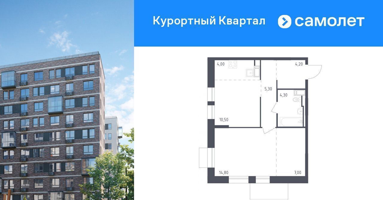 квартира г Санкт-Петербург п Песочный ул Школьная 80 метро Проспект Просвещения фото 1