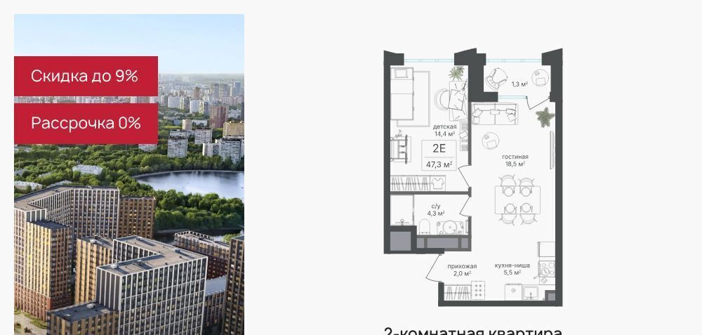 квартира г Москва метро Водный стадион САО Северный Головинский ЖК «Михалковский» фото 1