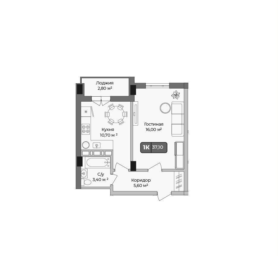 квартира г Краснодар р-н Прикубанский ул им. Сергея Есенина 1 д. 108 фото 2