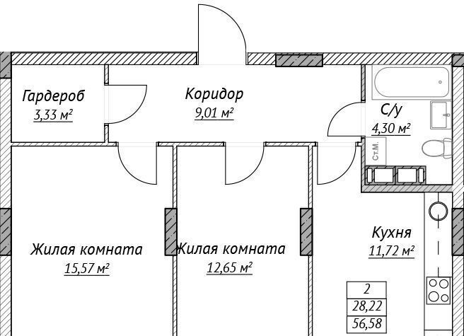 квартира г Нижний Новгород Горьковская ул Медицинская блок 1. 2 фото 1
