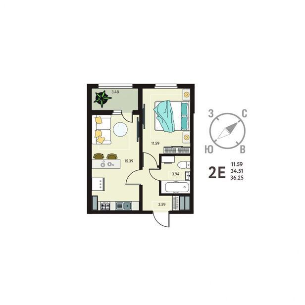 квартира г Курск р-н Сеймский ул Энгельса 115а/3 фото 2