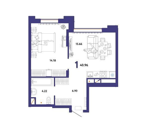 квартира г Тюмень р-н Калининский ул Андрея Кореневского 5 фото 2