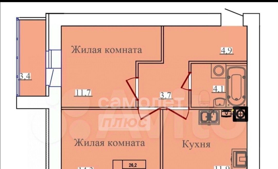 квартира г Иваново р-н Ленинский ул Павла Большевикова 50к/6 фото 2