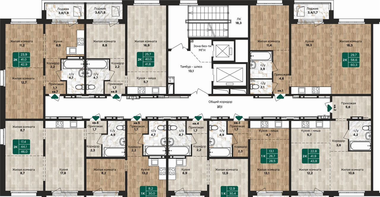 квартира г Барнаул р-н Индустриальный ул Власихинская 212 корп. 2 фото 40