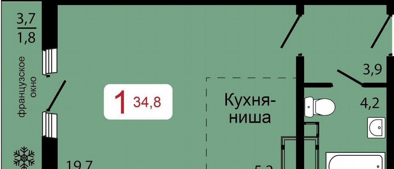 квартира г Красноярск р-н Октябрьский ул Калинина 2 фото 1