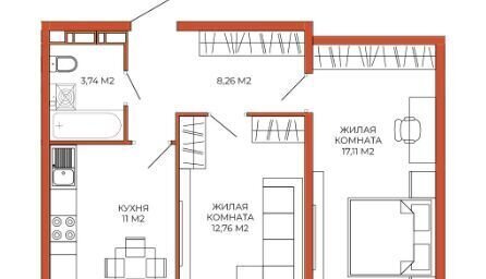 квартира г Пенза Пенза-4 ул Побочинская 8 ЖК «Лугометрия» р-н Октябрьский фото 1