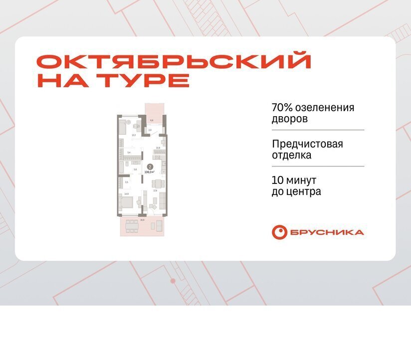 квартира г Тюмень ДОК ЖК «Октябрьский на Туре» фото 1