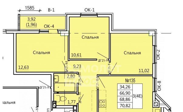 квартира г Курск р-н Железнодорожный ул Театральная 14 фото 2