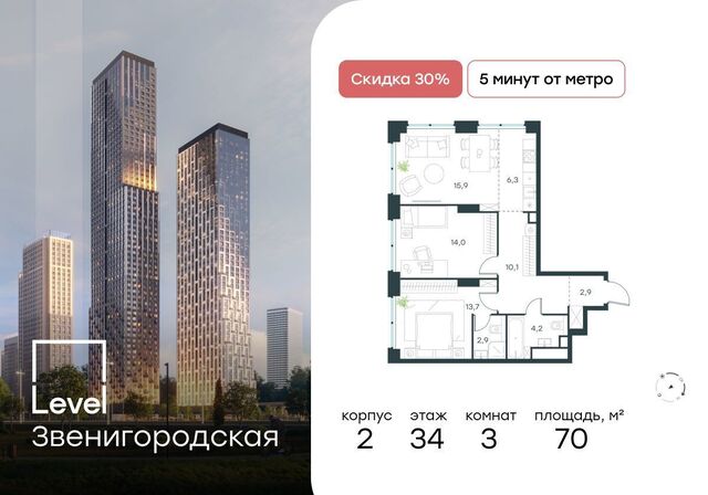 метро Хорошёво проезд 3-й Силикатный 2 муниципальный округ Хорошёво-Мнёвники, ЖК «Level Звенигородская» фото