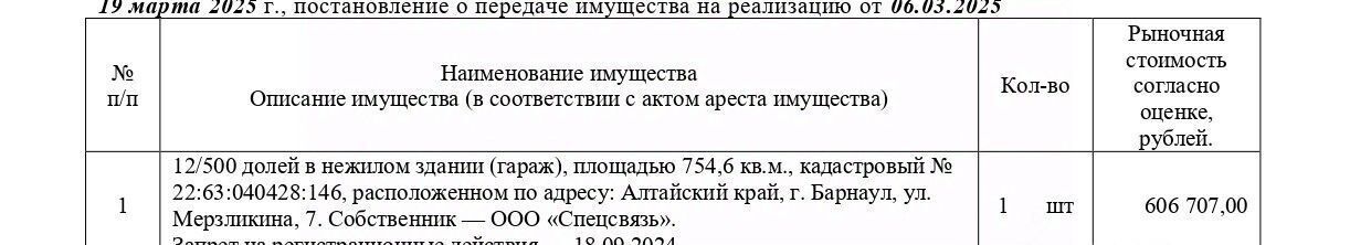гараж г Барнаул р-н Железнодорожный ул Мерзликина 7 фото 1