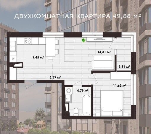 квартира г Оренбург р-н Ленинский пр-кт Гагарина ул. Алтайская Восточная 5-й проезд, блок-секция 1/1 фото 6