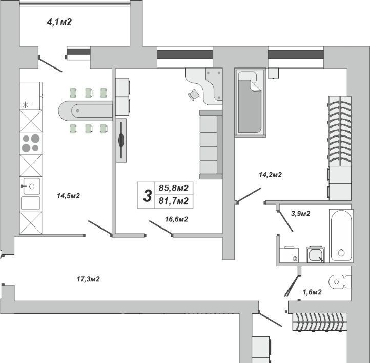 квартира г Тамбов р-н Октябрьский ул Чичерина 7/1к 3 фото 1