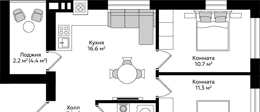 квартира р-н Гурьевский г Гурьевск Пражский жилой комплекс фото 1
