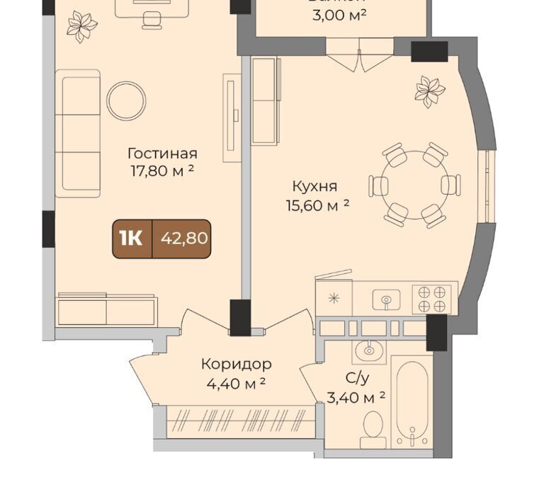квартира г Краснодар р-н Прикубанский Музыкальный ул им. Сергея Есенина 108/3 фото 1