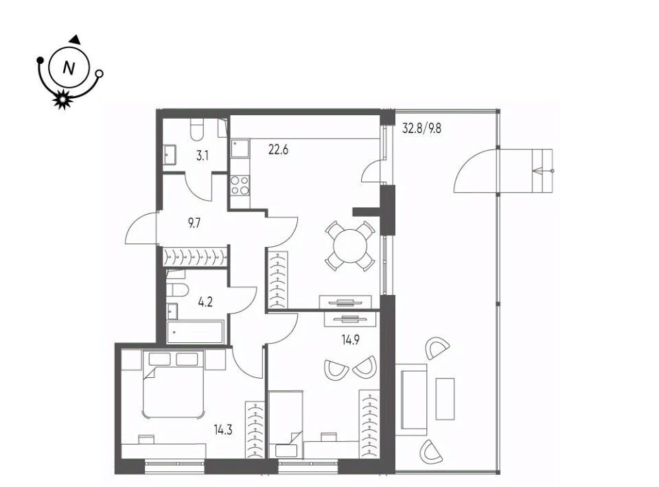 квартира г Омск р-н Кировский микрорайон Зелёная Река 13 фото 1